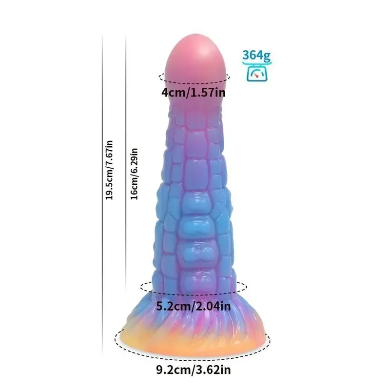 Sumbat Anal Bercahaya Malam Realistis Dildo Naga Monster Bercahaya untuk Wanita Pria Penyumbat Pantat Seksi Bentuk Anjing Mainan Seks untuk Pasangan — image 21