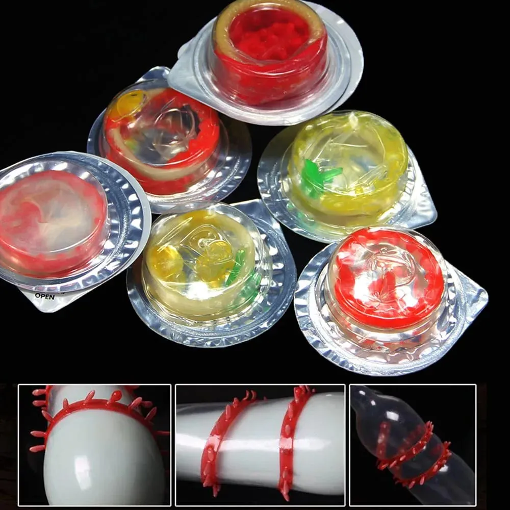 5pc Ribbed vibrate Sleeve Lasting Dotted Penis Extend Comdom Clitoris Massage Delay Cock Ring Enlargement Sheath Sex Toy for Man — image 1