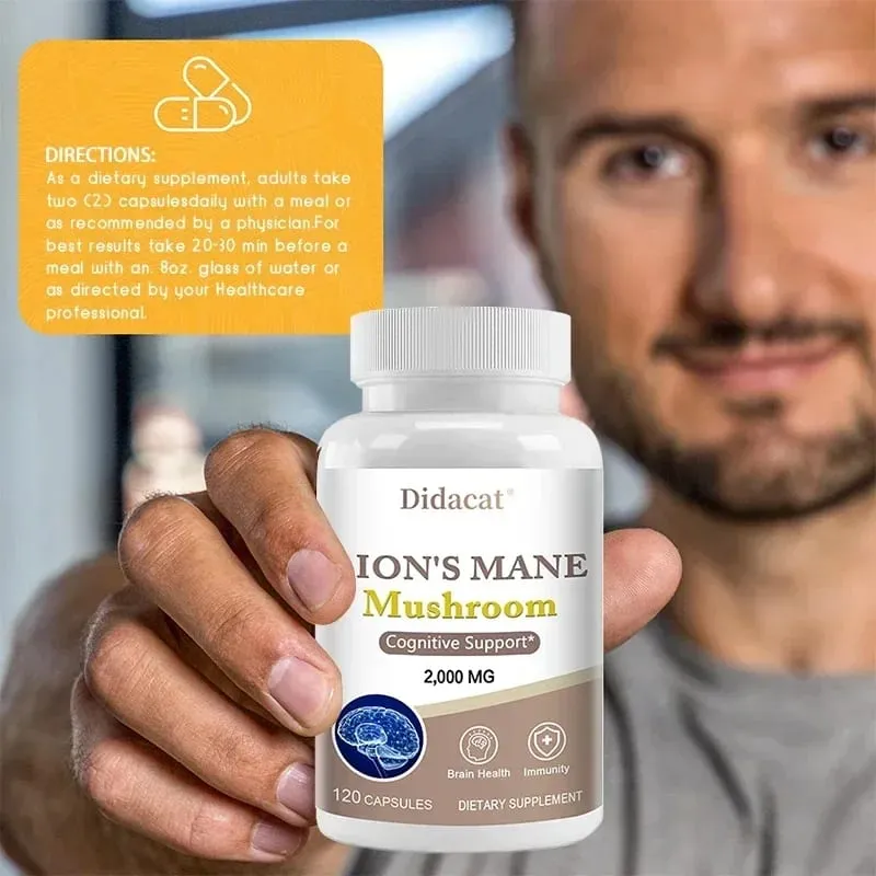 Lions Mane Brain & Focus Supplement - Mushroom Powder Extract Capsules - Non-GMO & Gluten Free to Improve Cognitive Health — image 4