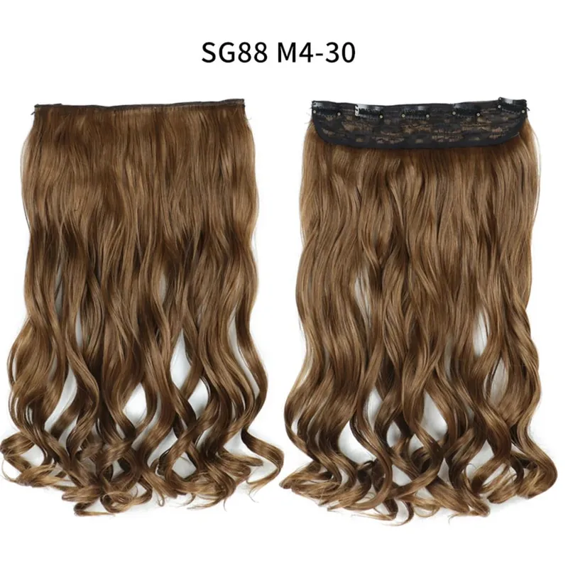 Long Straight Curly One Piece 5clips Clip-in Extensions 22Inch Heat Resistant Hairstyles Colour Mix Blonde Hair Piece For Women — image 23
