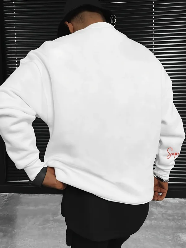 Moletom masculino outono e inverno quente casual solto clássico perda anjos estampa manga comprida gola redonda versátil — image 7