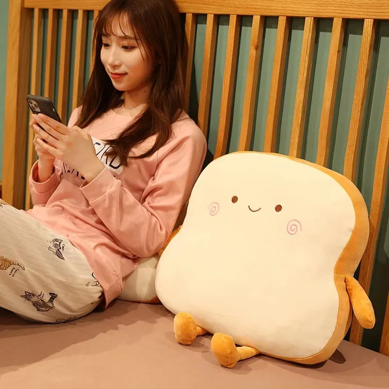 45x40cm Sop Bread Food Plush Pillow Stuffed Emotion Happy Smiling Squishy Seat Cushion Throw Pillow Lumbar Support Man Gift — image 4