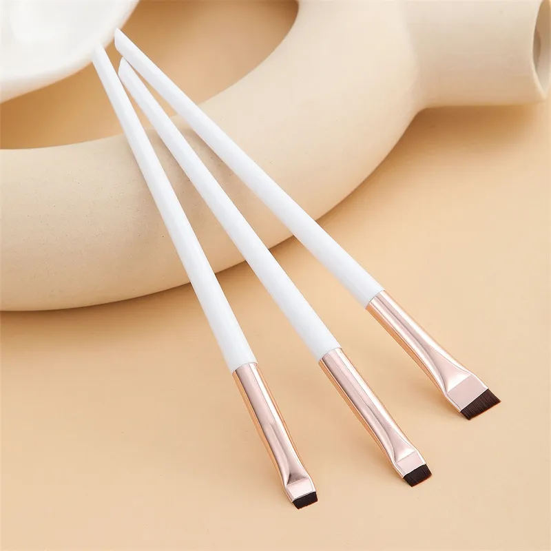 3 Pcs White Gold Eyeliner Brush Oblique Head Eyebrow Brush Outline Eyeliner Brush Ultra-thin Eyeshadow Brushes Makeup Tools — image 1