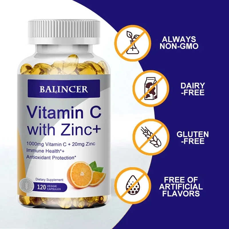 Vitamin C with Zinc Bioavailable Ascorbic Acid Zinc Oxide Non-GMO and Gluten-Free Supplement — image 3