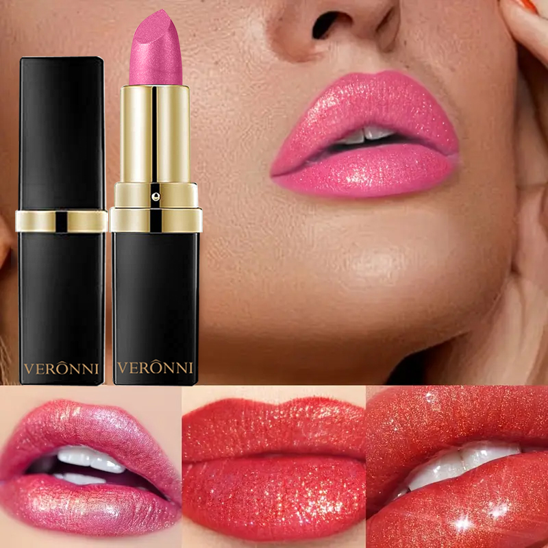10 Color Glitter Lipsticks Shimmer Shiny Lipgloss Pearlescent Lip Tint Waterproof Long Lasting Diamond Lips Glaze Makeup Cosmeti — image 6