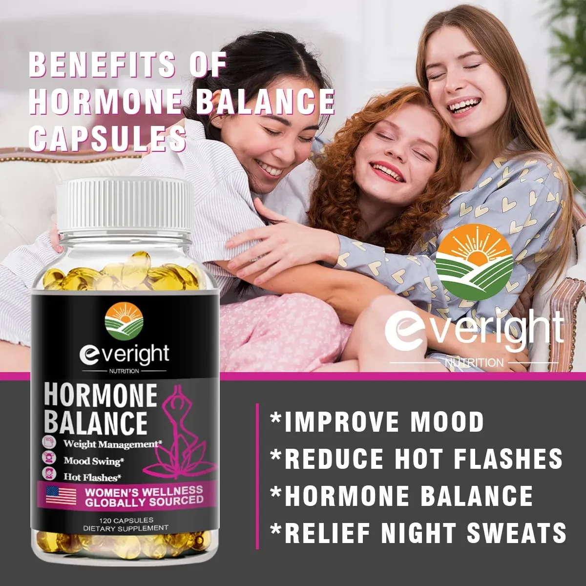 Complete Herbal Menopause Supplement for Women-Multibenefit Menopause Relief Hormone Balance for Night Sweats Mood 120 CAPSULES — image 6