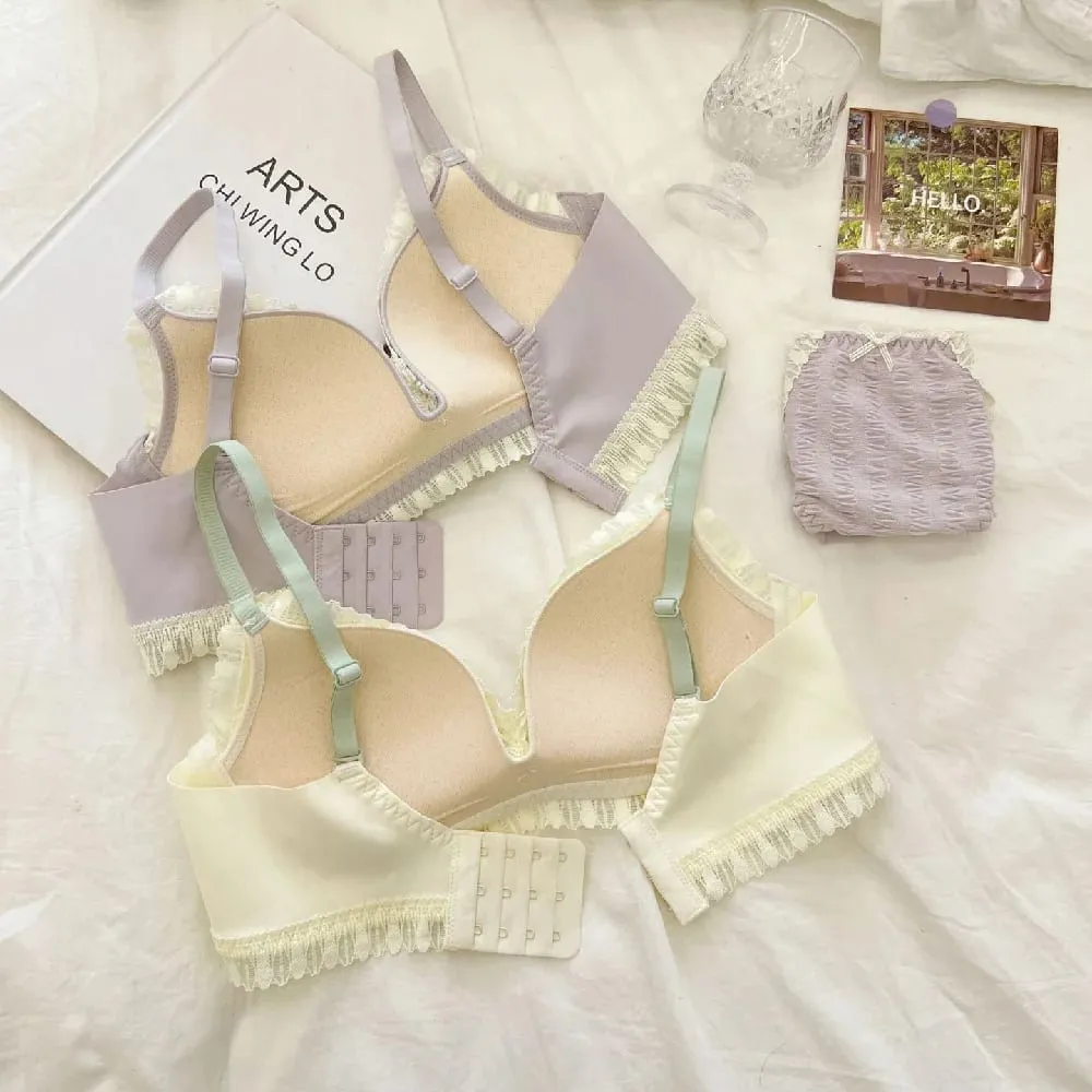 Young Girls Intimates 2026 New Small Comfortable Lingerie Seamless One-Piece Bra And Panty Sets Lace Bow Woman Underwear — image 4