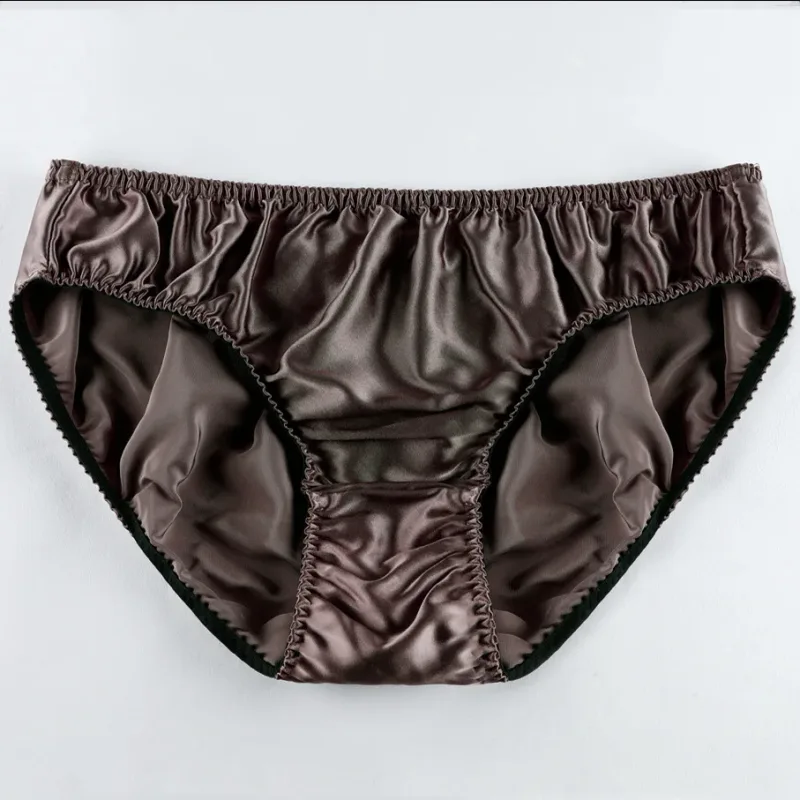 Pure Silk Mens Wrinkle Briefs Breathable Male Panties 100% Mulberry Silk Trigonometric Underwear Plus Size Men Boxers Summer — image 11