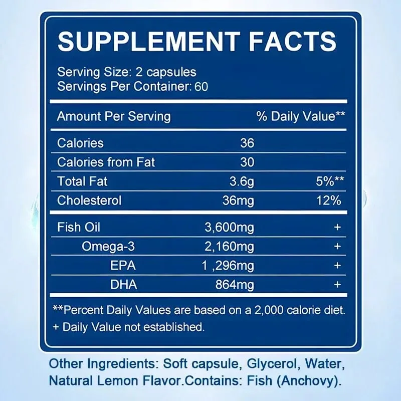 Daitea Fish Oil Capsule 2160mg Supplement Rich in DHA & EPA Cognitive Core Health Immune Support Non-GMO — image 6
