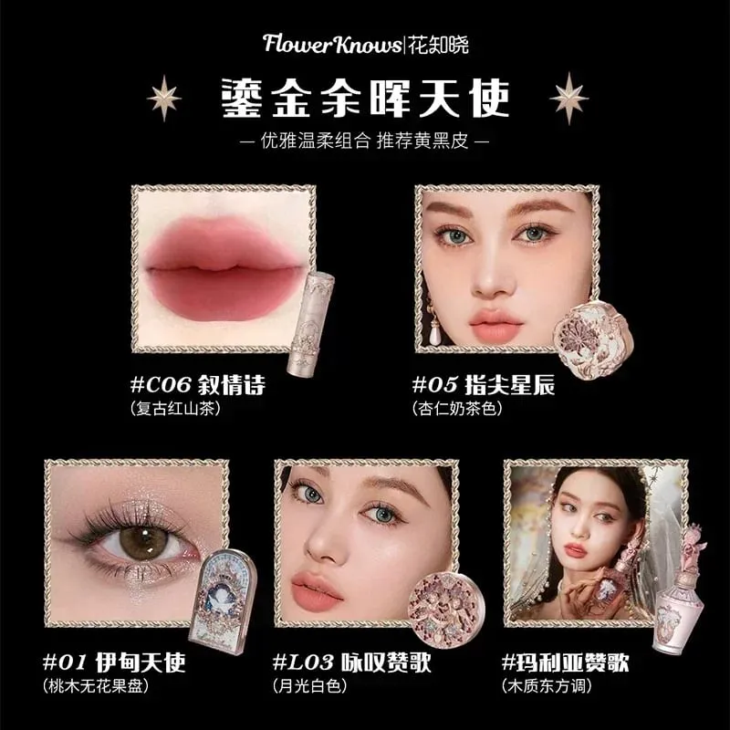 Flower Knows Little Angel Carol Makeup Gift Box Lip Mud Stick Cheek Bluch Cream Eyeshadow Long-lasting Makeup Cosmetics Sets — image 10