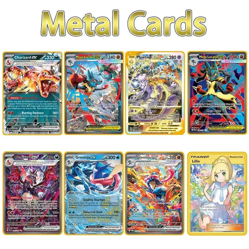 Kartu Logam Pokemon Baru Yang Keren 10000 Poin Kartu Super Arceus Charizard Bahasa Inggris Mewtwo Lucario Greninja Lillie Kartu Anime — image 1