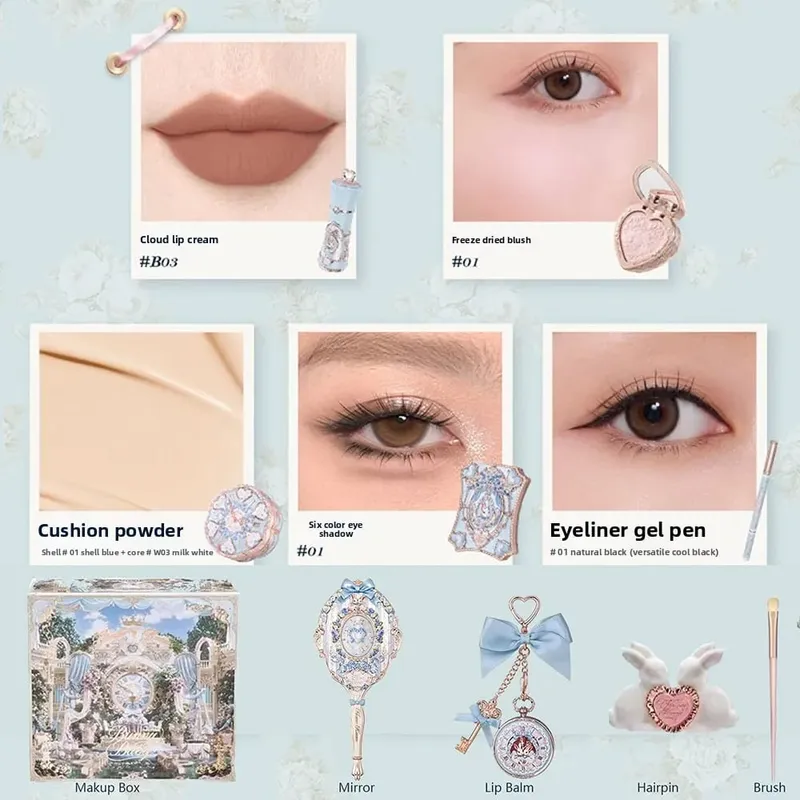 Flower Knows Bunny Garden Collection Lip Cream Blush Air Cushion CC Cream Liquid Foundation Makeup Set Full Professional — image 9