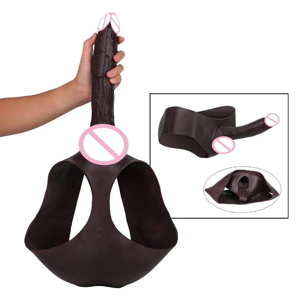 Ultrarealistiske hule dildotrusser Silikone trusser Strapon Penis Extend Sleeve Bukser Sexlegetøj til mænd Pikforstørrelse — image 6