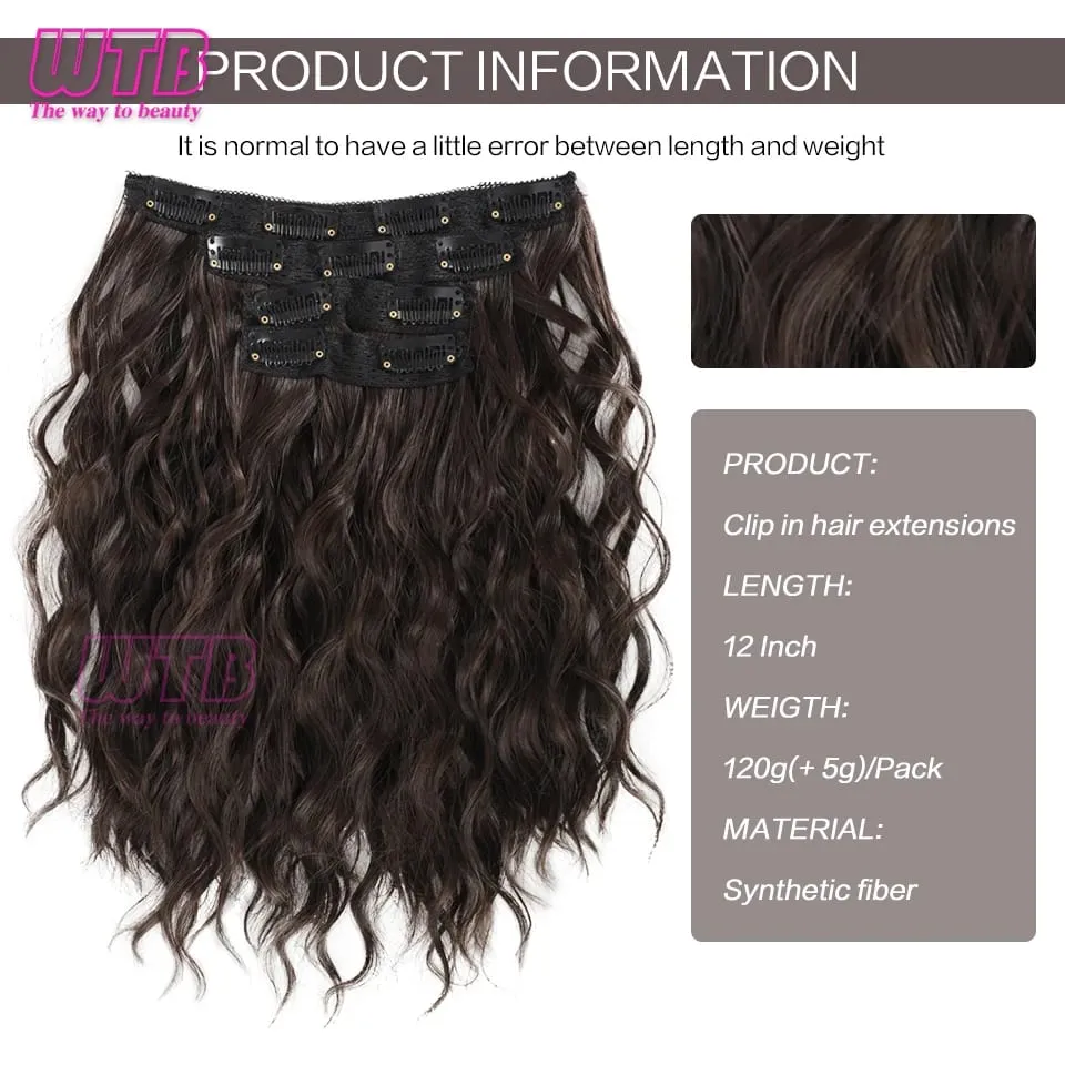 Synthetic Heat Resistant Hair Extensions Multi Color Clip-in Body Wave 12inch 4 PCS Double Weft for Women Girl Daily Party Use — image 6