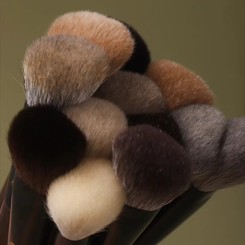Professional Handmade Makeup Brushes 1PC Squirrel Fox Horse Goat Hair Angled Contour Brush Walnut Handle Make Up Brush — image 5