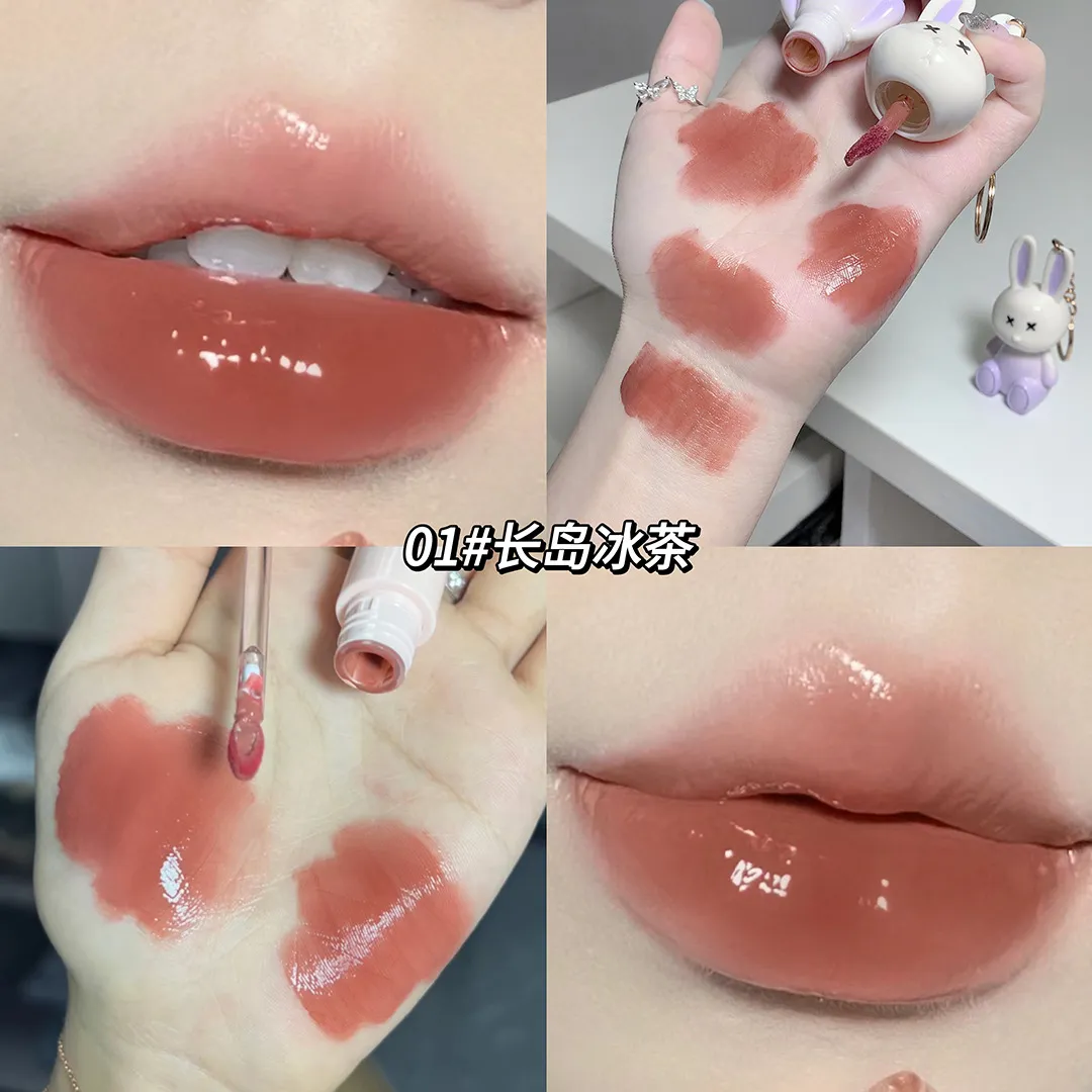 Cute Rabbit Mirror Lip Glaze Keychain Lipstick Waterproof Lip Gloss Long Lasting Non-stick Cup Women Lip Glaze Cosmetic 6 Colors — image 3