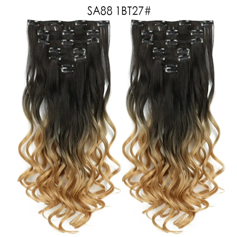 7pcs/Set Long Straight Hair Extension 16 Clips High Tempreture 22inch Synthetic Hairpiece Clip in Red Hair Extensions for Women — image 11