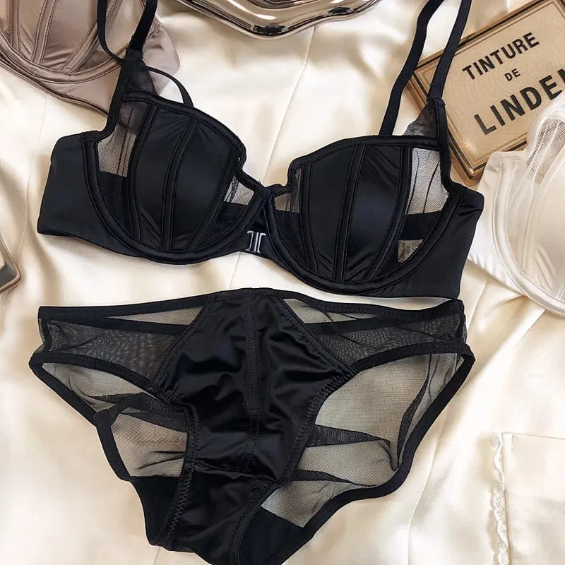 Nuova biancheria intima da donna in pizzo sottile con coppa estiva, set di reggiseno push up con fibbia anteriore sexy, cinturino regolabile, bellissimo intimo posteriore