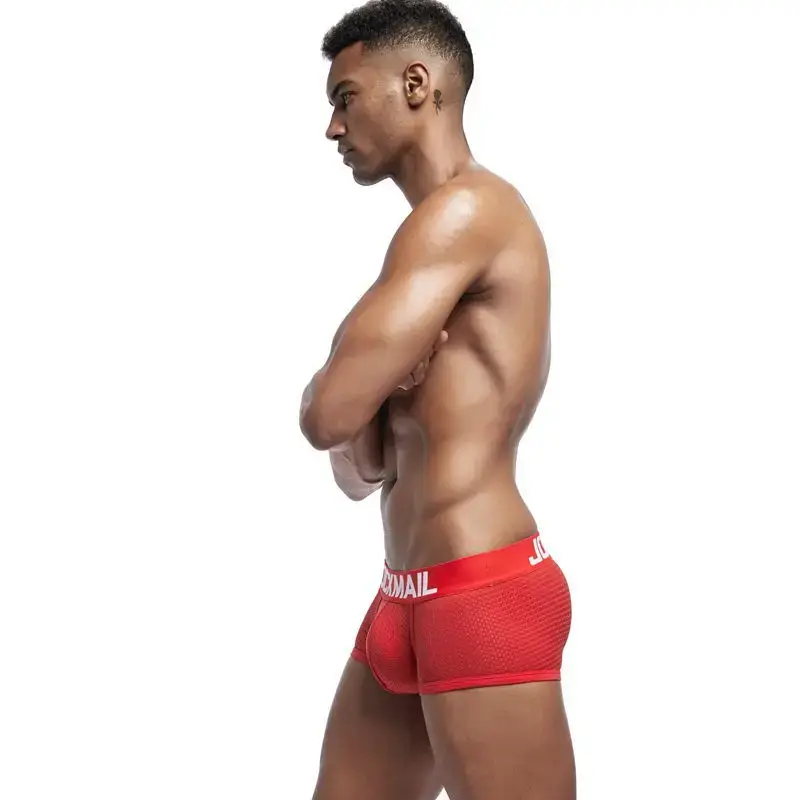 Jockmail Boxers Sexy Mens Panties Mesh Quick-drying Breathable Calzoncillos Solid Color Simple Boxers Hombre Semi-transparent — image 22