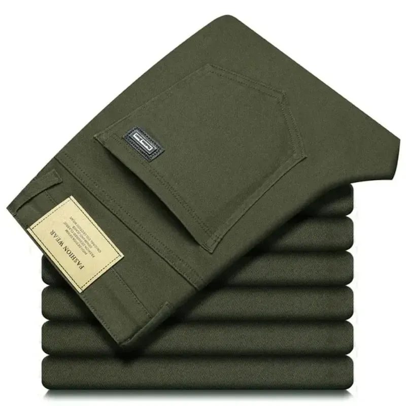 Classic Style 3 Colors Autumn Men's Slim Brown Jeans High Quality Business Casual High Stretch Denim Pants Male Brand Trousers — image 4