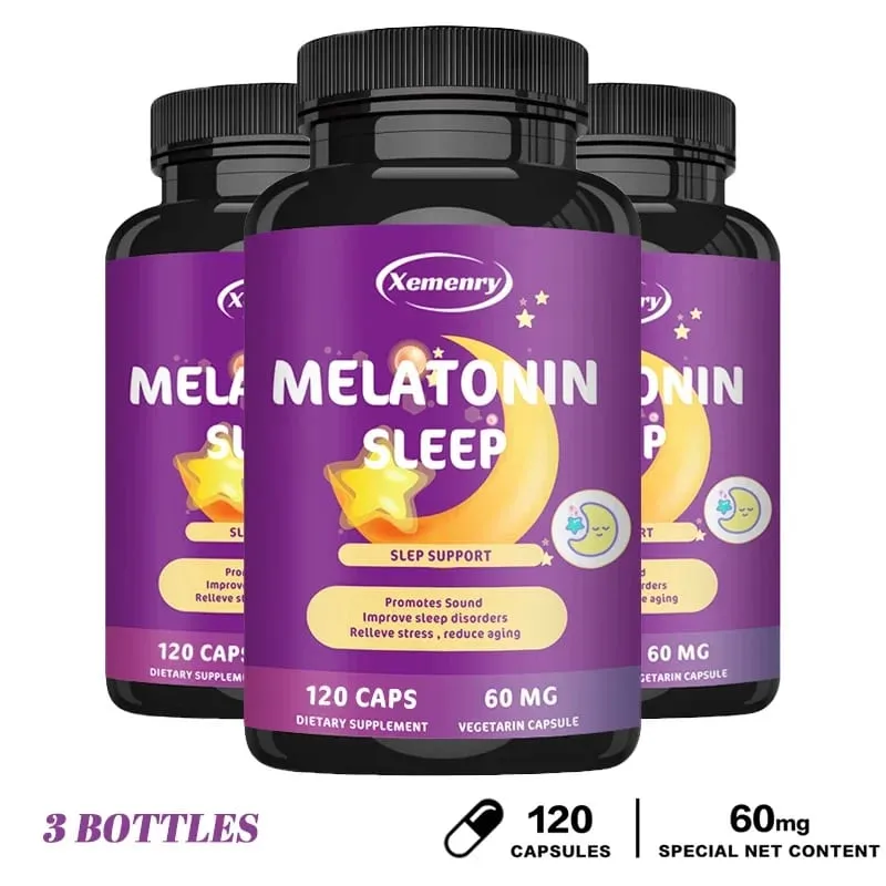 Melatonin Capsules - A Sleep Aid Help You Fall Asleep Faster Promote Sleep Health and Improve Sleep Quality