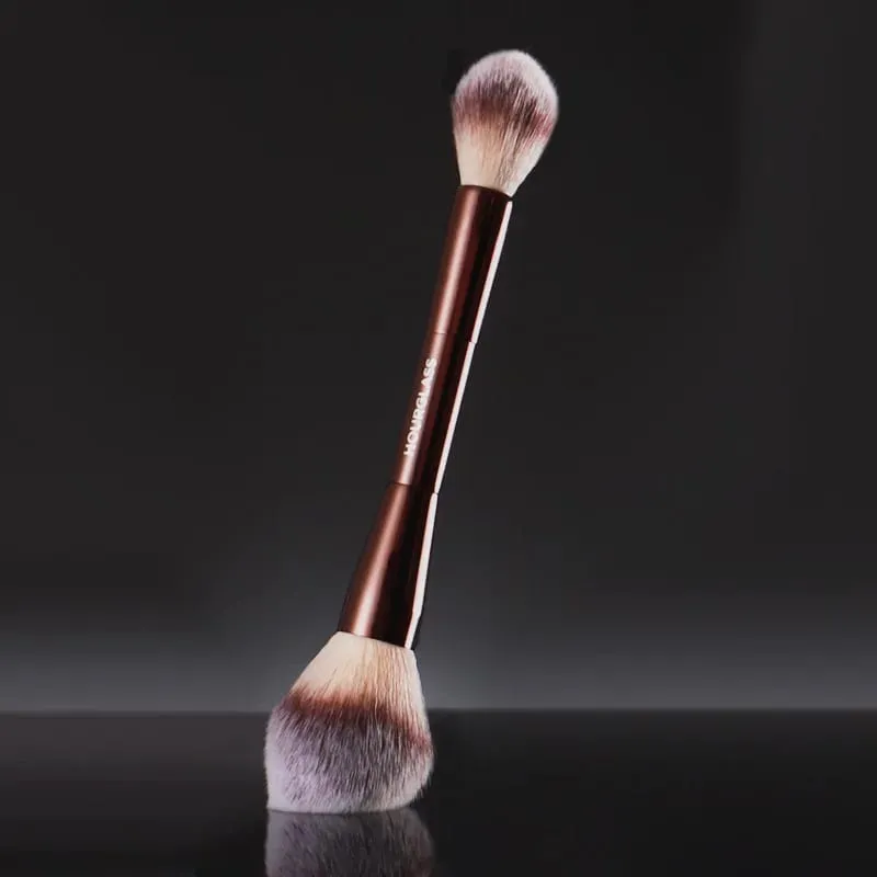 Dual ended Powder + Highlighter Makeup brushes Powder contour Make up brush exquisite Professional Cosmetic tool metal handle — image 1