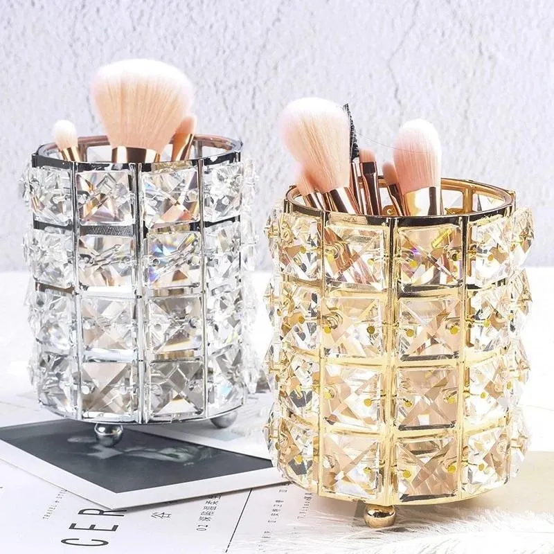 Neue Kristall Lagerung Tasse Make-Up Pinsel Augenbrauen Bleistift Lagerung Flasche Schmuck Lagerung Container Europäischen Kosmetik Lagerung Box