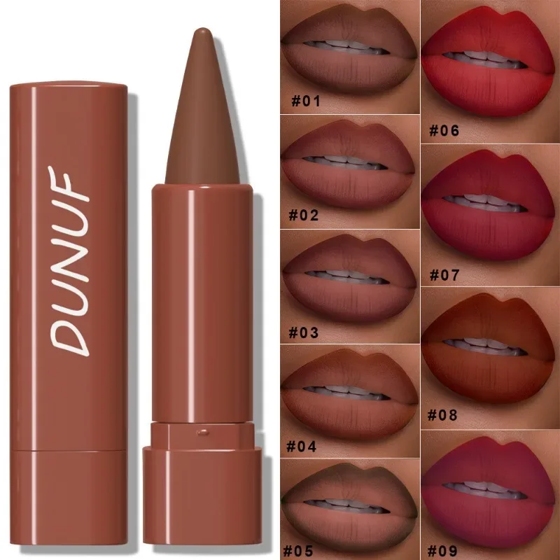 9 Colors Gradient Lip Liner Matte Black Brown Velvet Lipstick Waterproof Non Sticky Contouring Tint Lipliner Crayon Lip Makeup — image 3
