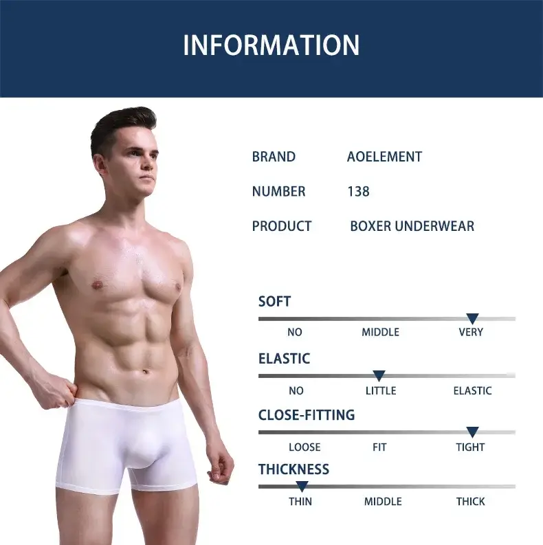 Ice silk underwear men's seamless ultra-thin transparent boxer shorts sexy one piece summer breathable youth tide four corners — image 11