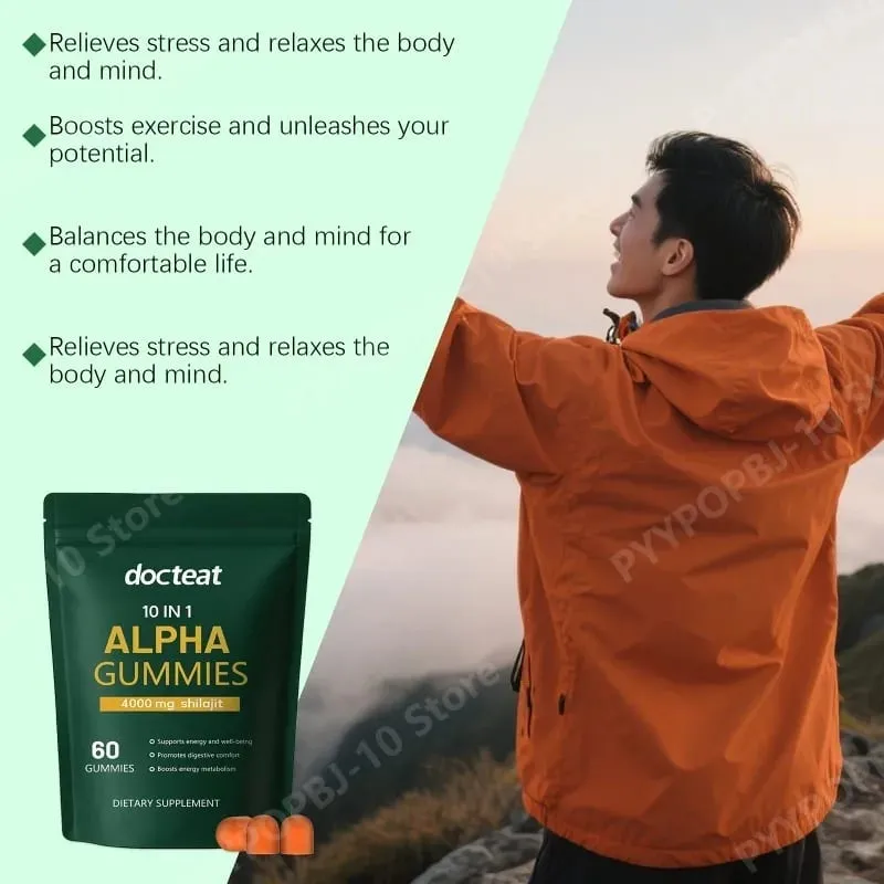 Shilajit Gummies 10 en 1 4000 mg avec extrait de racine d'Ashwagandha 60 Gummies Soutien énergétique Supplément de bien-être pour adultes — image 4