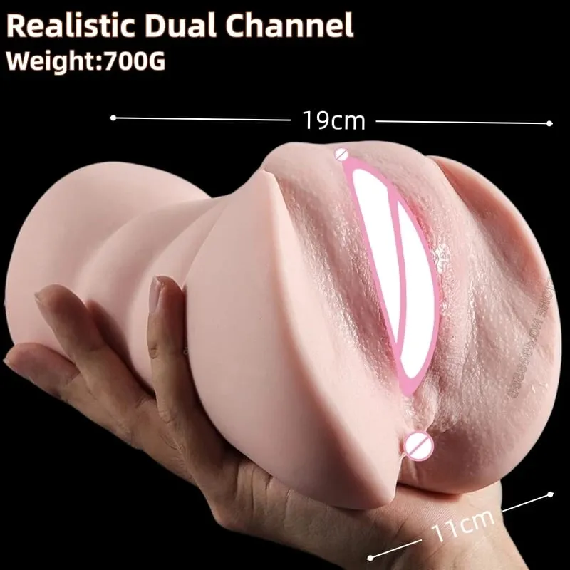 Realistic Vagina Masturbation Cup Uterus Blowjob 3D Artificial Vaginal for Men Dual Channel Anal Sextoys Pocket Pussy Sex Shop