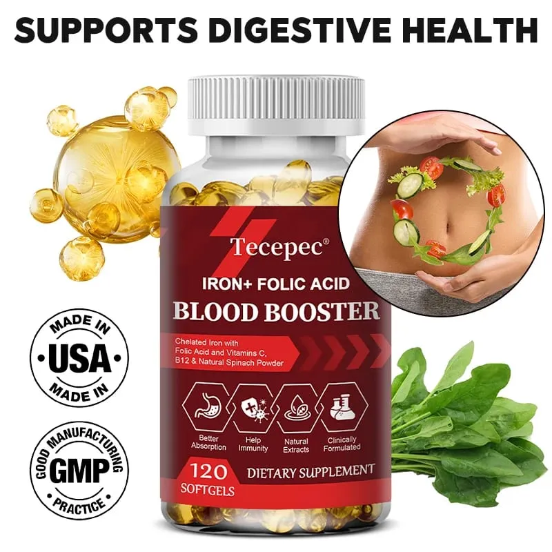 Iron + Folic Acid Blood Tonic - Replenish Iron Content No Side Effects Iron Supplement- with Vitamin C Vitamin B12 Folic Acid — image 2
