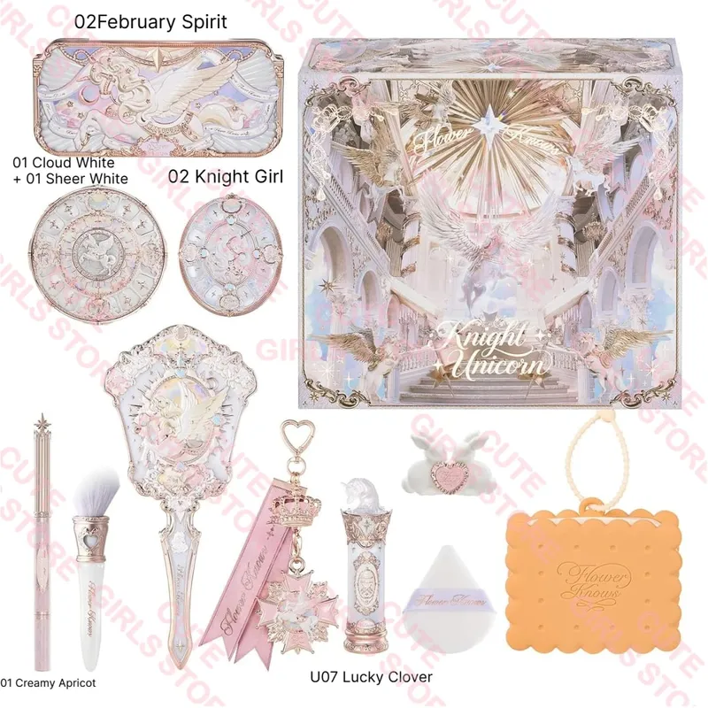 Flower Knows Knight Unicorn Collection Mini All-In Gift Set-dengan Lipstik Blush Eyeshadow Powder Lip Liner Cermin & Alat — image 8