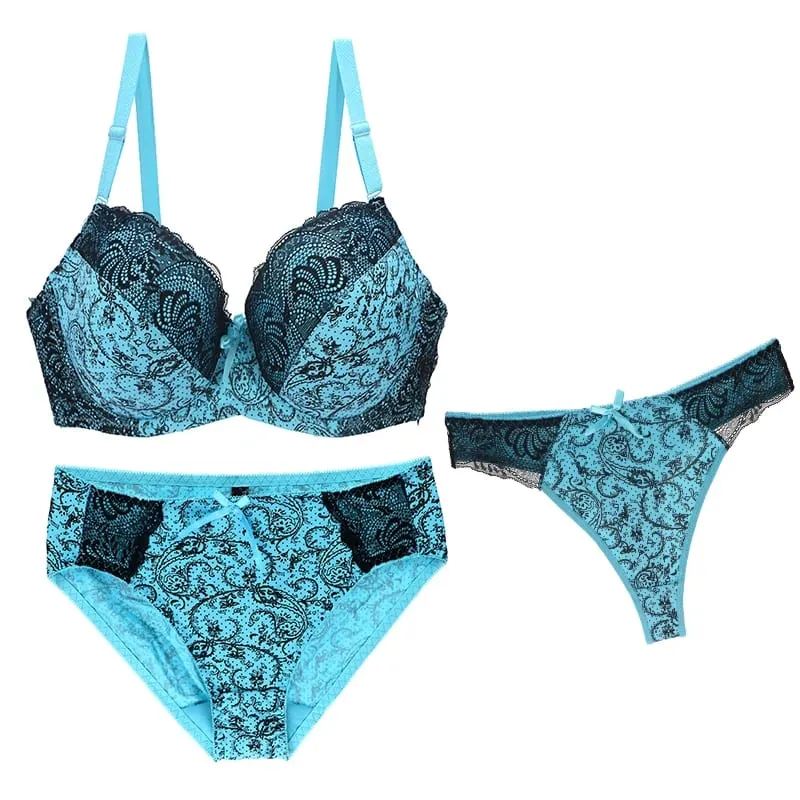 Nouvell Seamless Push Up Bra Sets For Women 3 Piece Underwear BCDEF Cup Beige Black Blue Purple Red White Plus Size Lingerie — image 9