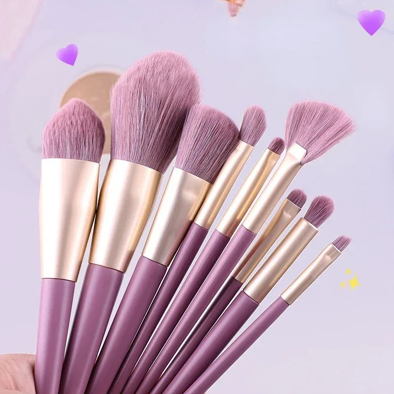 5-10Pcs Purple Makeup Brushes Set with Storage Bag Eye Shadow Powder Foundation Sculpting Highlighter Eyebrow Brush Professional