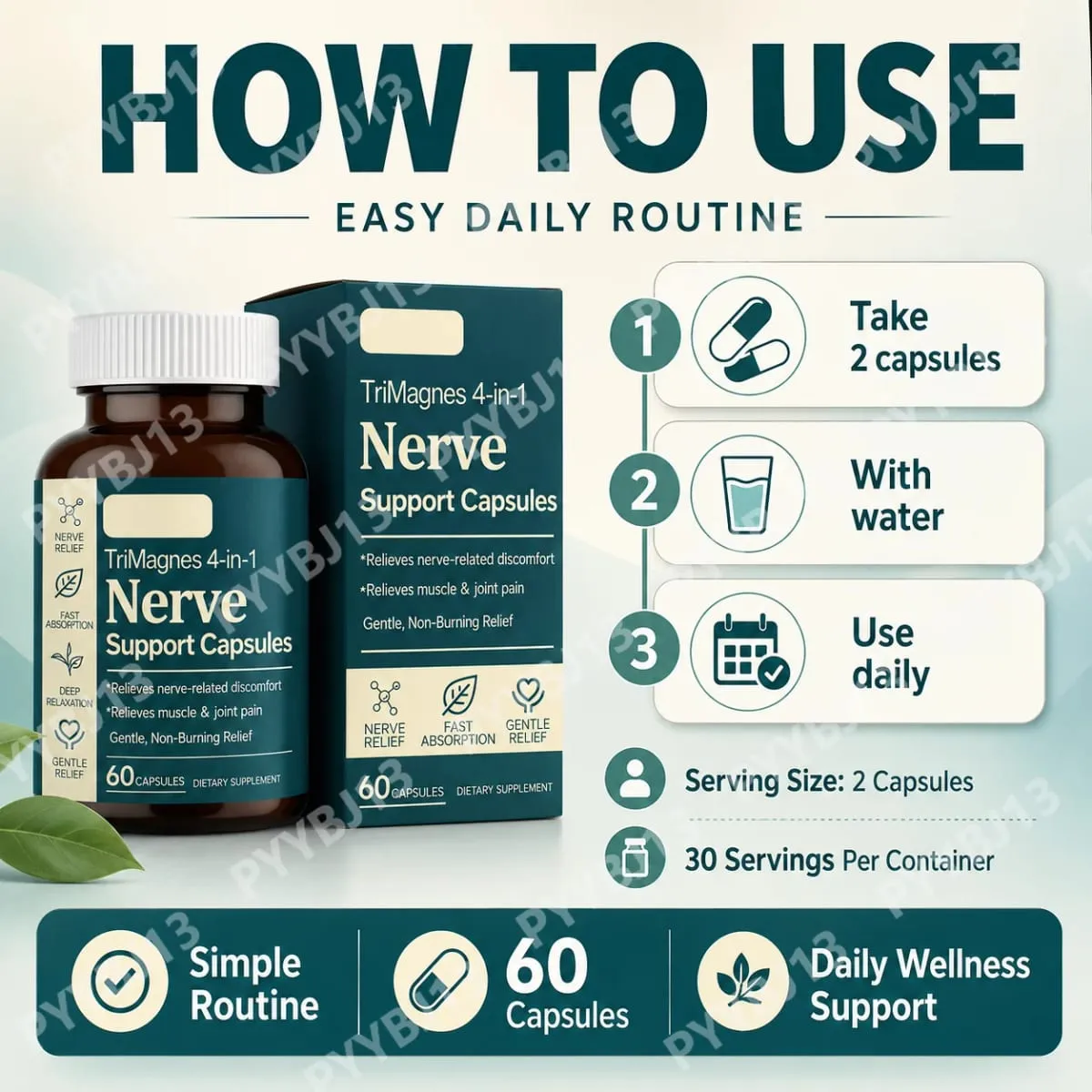 4-i-1 Magnesium nervstödskapslar med citratglycinatmalat och gurkmejaextrakt 60 CT snabbabsorptionsformel — image 5