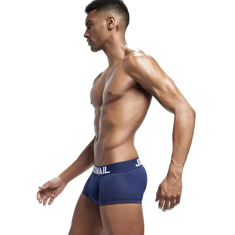 Jockmail Boxers Sexy Mens Panties Mesh Quick-drying Breathable Calzoncillos Solid Color Simple Boxers Hombre Semi-transparent — image 9