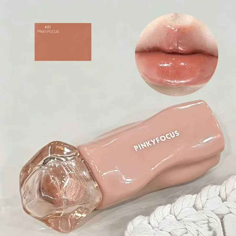 Pinkyfocus Glossy Mirror Lip Gloss Hydrating Juicy Nude Lip Tint Long Lasting Daily Natural Makeup for Spring Summer — image 9