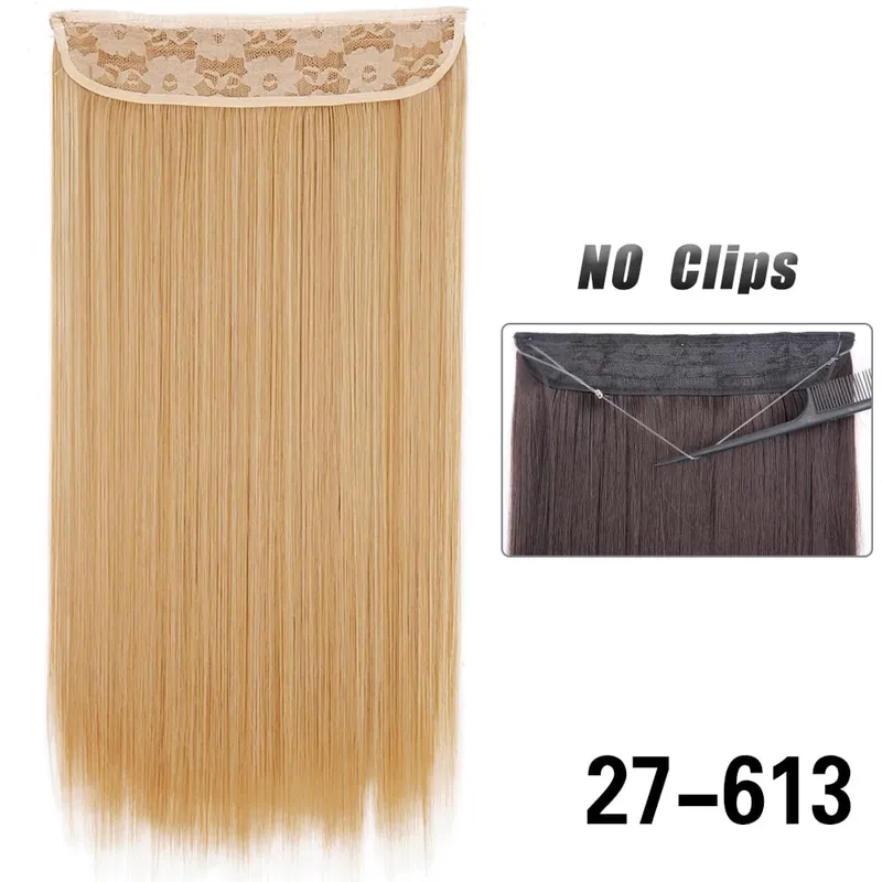 No Clips Hair Extensions Invisible Wire Long Straight Synthetic False Hair Piece 80cm Black Brown Blonde Hairstyle — image 24