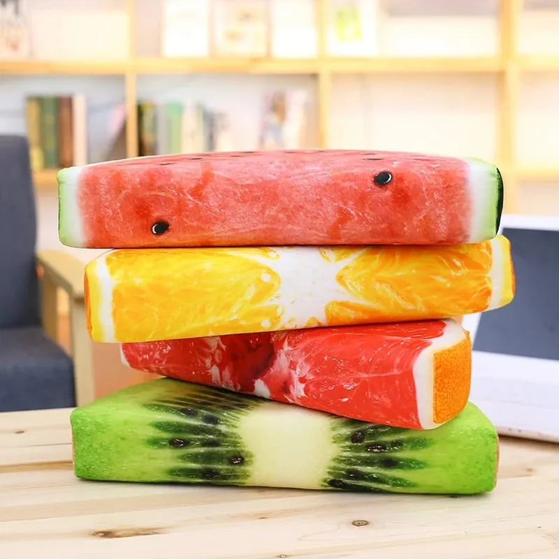 30-39CM Realistic 3D Fruit Plush Pillow Kawaii Watermelon Orange Kiwi Pomelo Filling Sponge Doll Children's Toy Office Home Gift — image 4