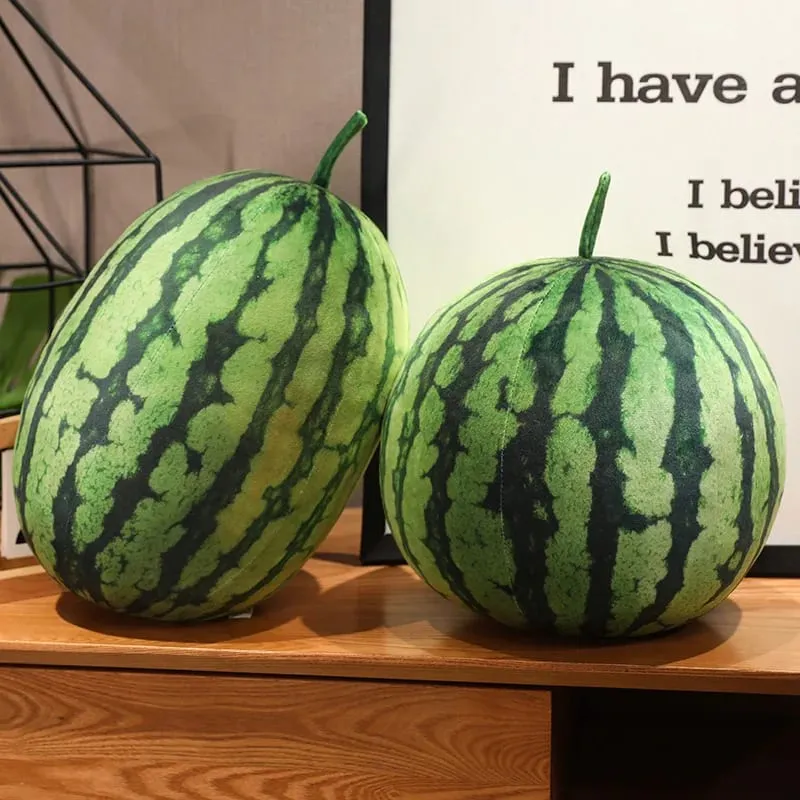 3D Gesimuleerde Watermeloen Knuffel Kussen Ronde Lange Watermeloen Zacht Pluche Speelgoed Fruit Bank Kussen Geschikt Voor Thuis Kinderen Geschenken — image 2