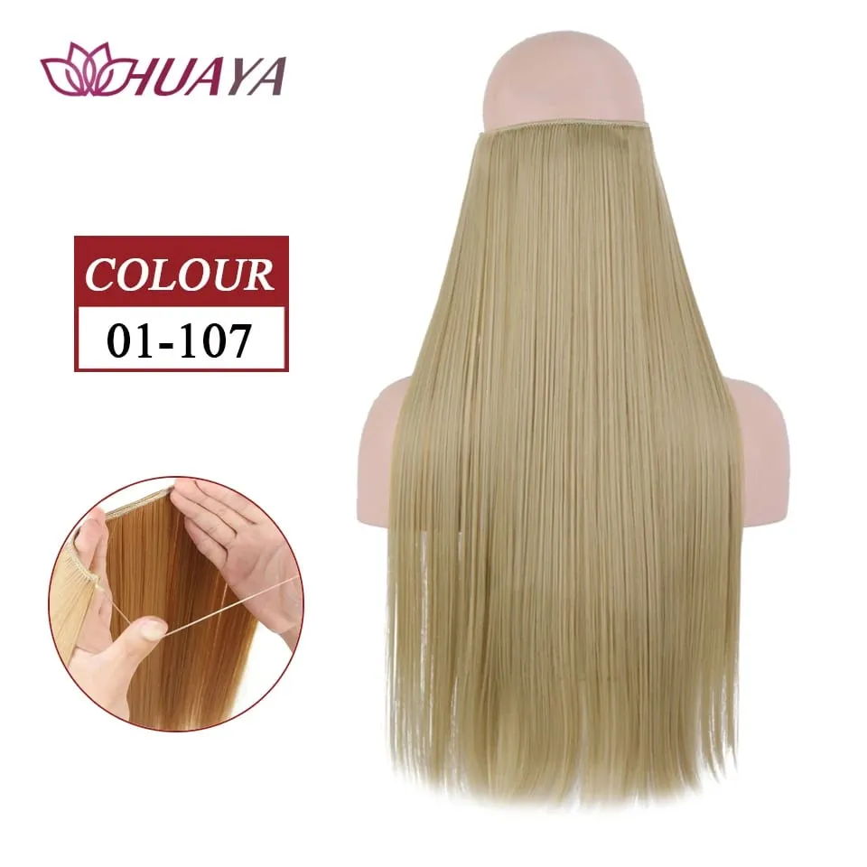 Synthetic Long Straight Invisible Wire No Clips In Hair Extensions Fake Hair Pieces Secret Fish Line Hairpieces For Women — image 17