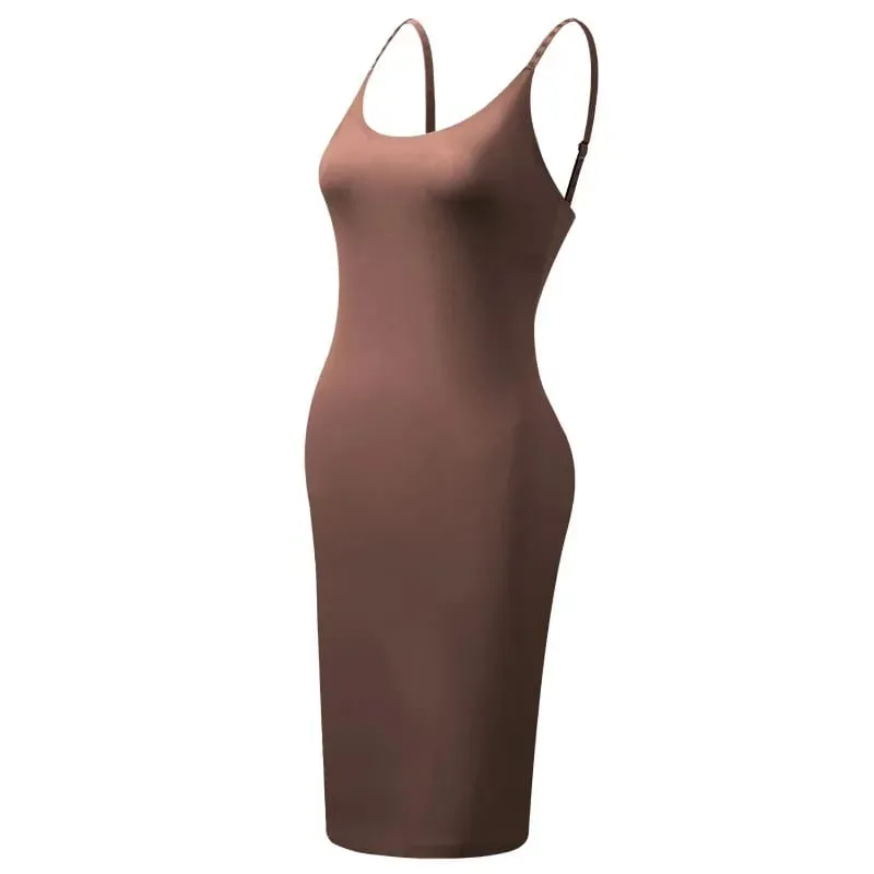 Shapewear Slips Under Dresses Dress Slips Body Shaper Tummy Control O-Neck Strap Slip Slimming Seamless Cami Slip Inner Dress