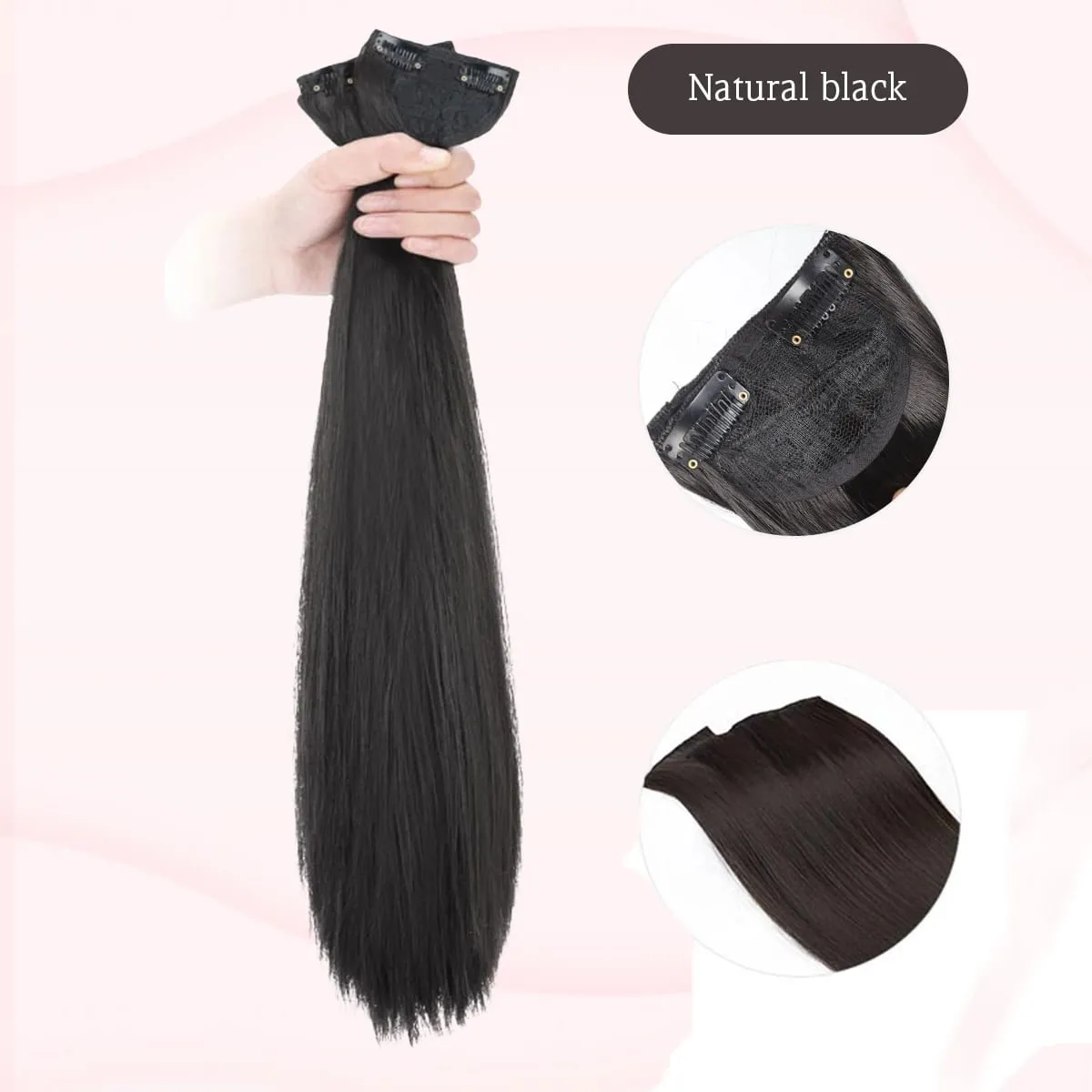 16-24 inch synthetic hair extension Wig patch invisible seamless for women three straight to increase hair volume — image 10