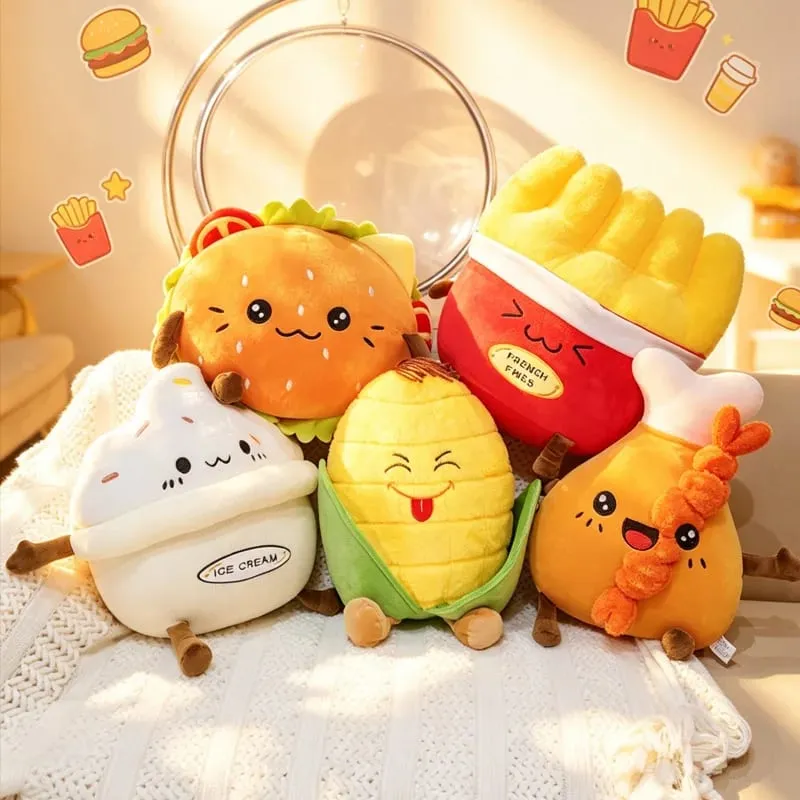 Milho batatas fritas perna de frango lance travesseiro simulação comida pelúcia sofá almofada adoravelmente decoração do quarto brinquedo acompanhar brinquedo do sono presente criativo — image 4