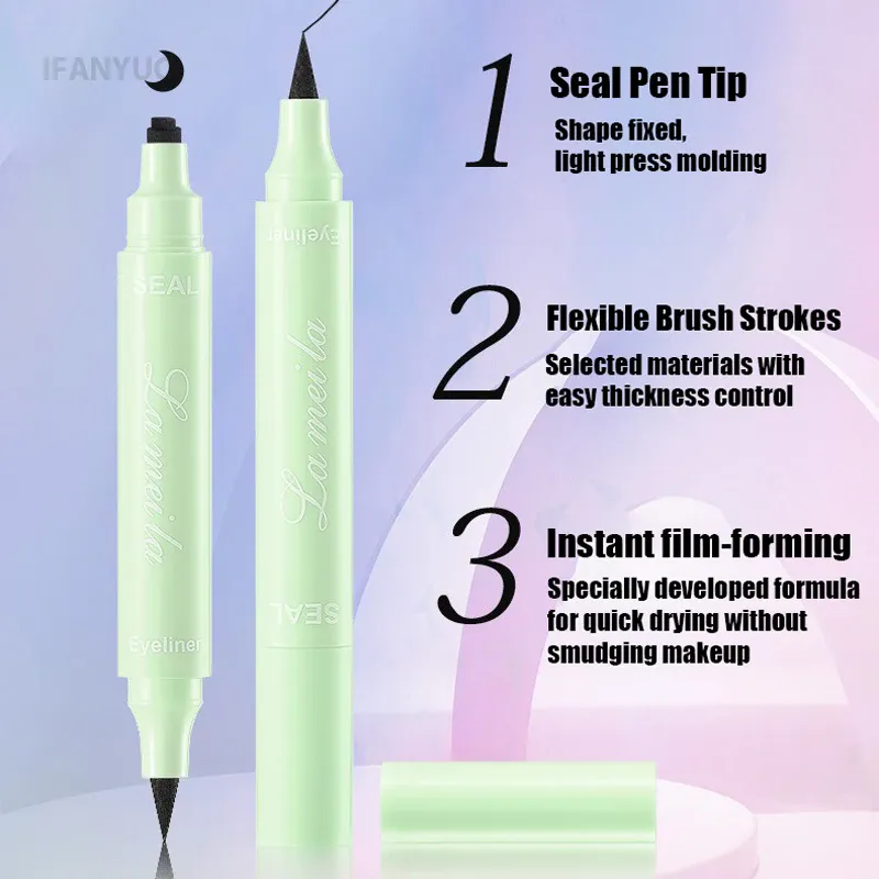 Moon Flower Star Eyeliner Stamp Pen 2IN1 Black Liquid Eye Liner Pencil Love Heart Triangle Waterproof Quick Dry Makeup Cosmetic