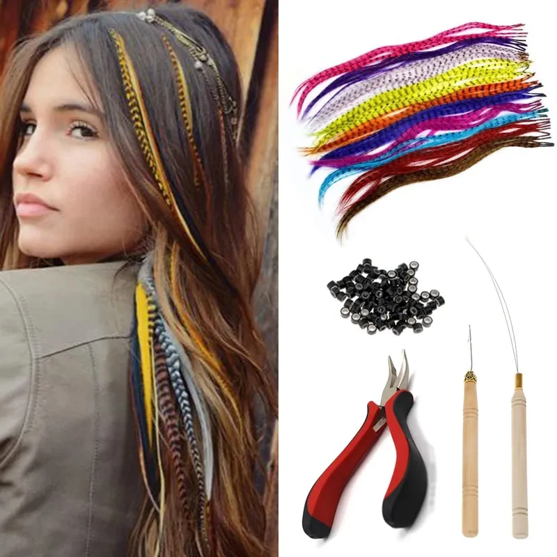 Synthetic Feather Hair Extensions 16 Inches 50strands/pack Colored Hair Extensions Colorful Hair Feathers Extensions For Women — image 2