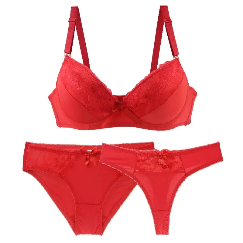 2025 New Sexy Bras Set Embroidered Lace Push Up 2 Piece Underwear For Women Plus Size White Black Beige Blue Red Purple Lingerie — image 2