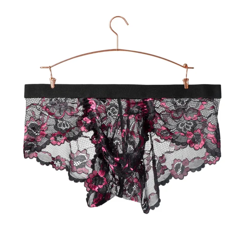 Renda sexy roupa interior suave dos homens bolsa calcinha perspectiva fina floral homem briefs tentação malha baixa ascensão respirável cuecas — image 6