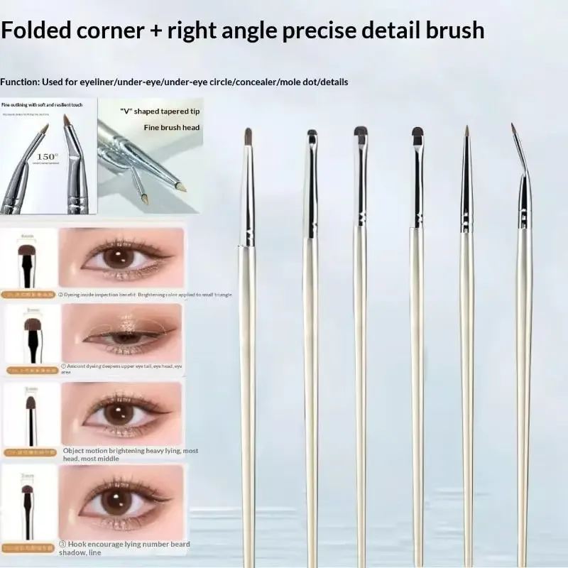 4/6 stk. Udtværingsbørster under øjnene Blød eyelinerbørste Perfekt øjenmakeupværktøj Øjendetaljebørster sæt hestehår øjenskyggebørster